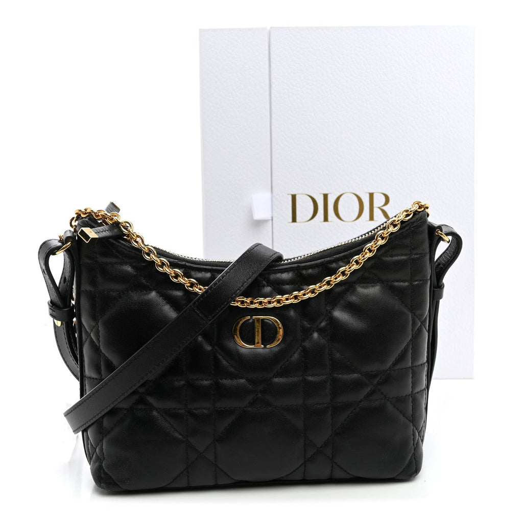 Calfskin Macrocannage Miss Caro Diorling Mini Bag with Chain Black wholesalehk.shop