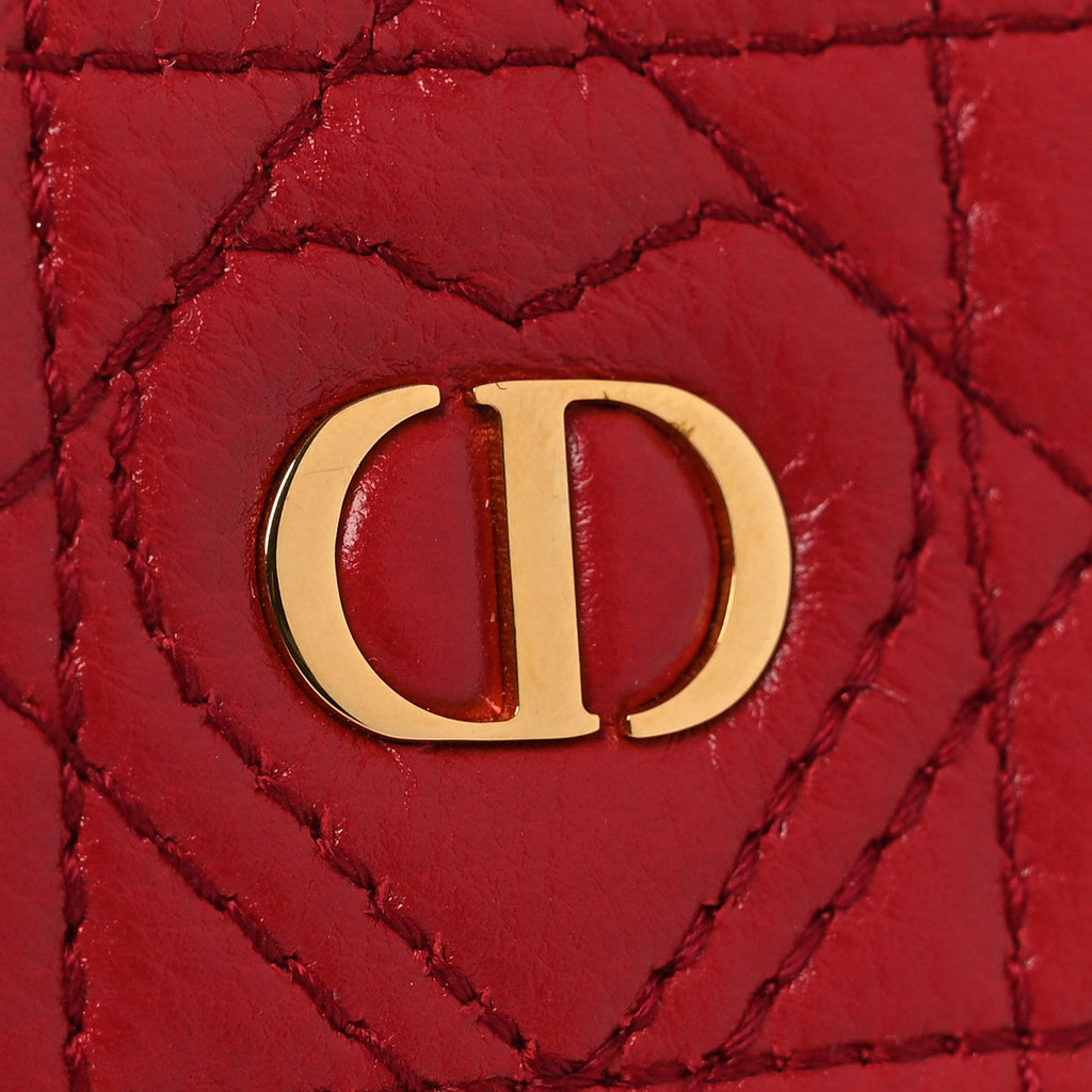 Calfskin Cannage Dioramour Caro Heart Pouch With Chain Bright Red wholesalehk.shop