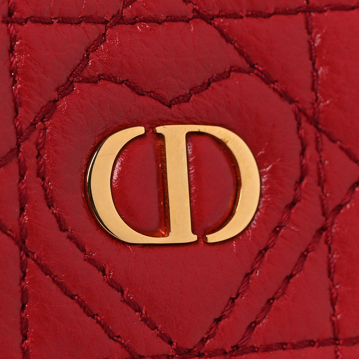 Calfskin Cannage Dioramour Caro Heart Pouch With Chain Bright Red wholesalehk.shop