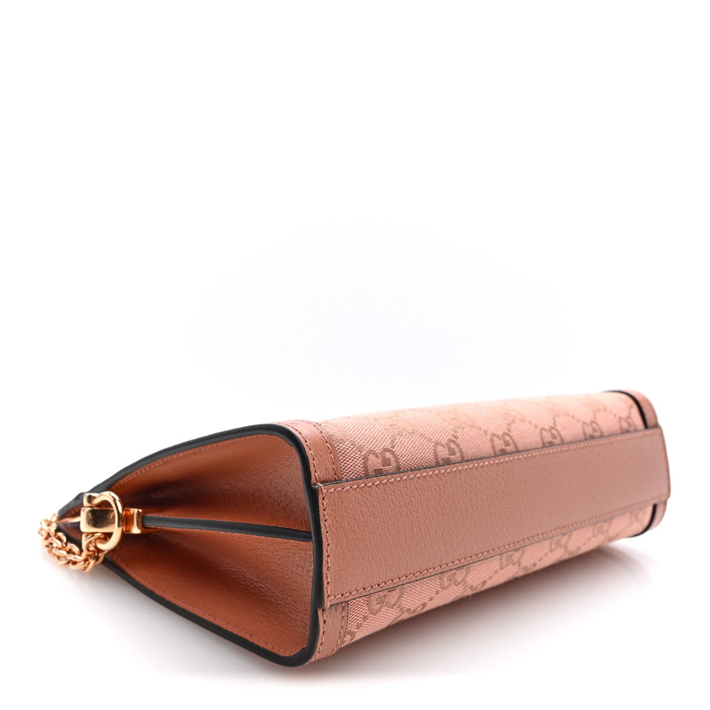 Monogram Textured Dollar Calfskin Small Ophidia Chain Shoulder Bag Cloche Rose Pink wholesalehk.shop