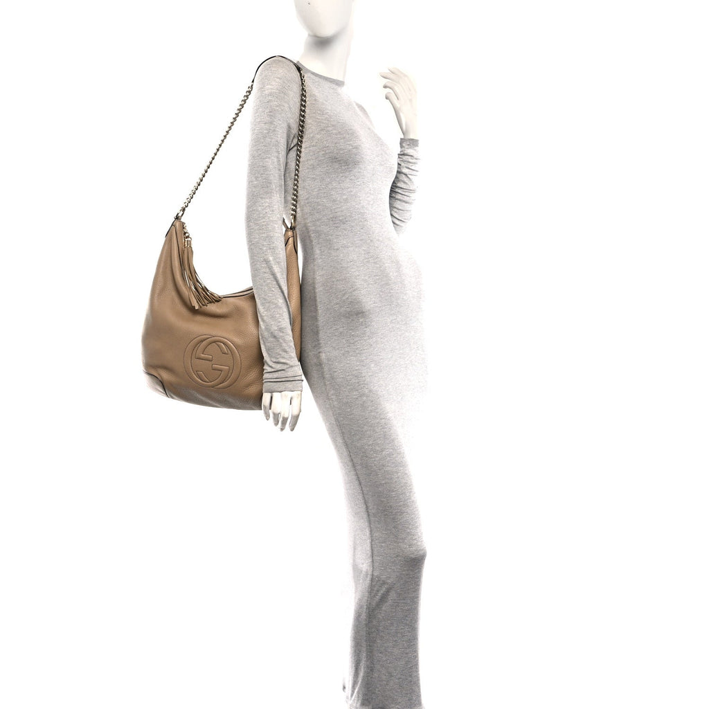 Pebbled Calfskin Medium Soho Chain Hobo Camelia wholesalehk.shop
