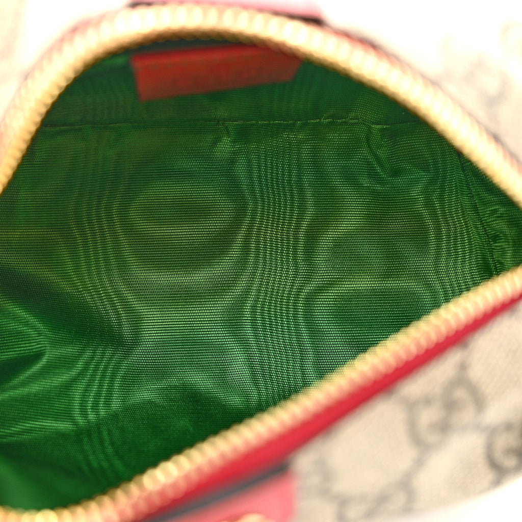 Soft GG Supreme Monogram Calfskin Small Ophidia Cosmetic Case Beige Ebony Hibiscus Red wholesalehk.shop
