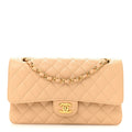 Caviar Quilted Medium Double Flap Beige wholesalehk.shop