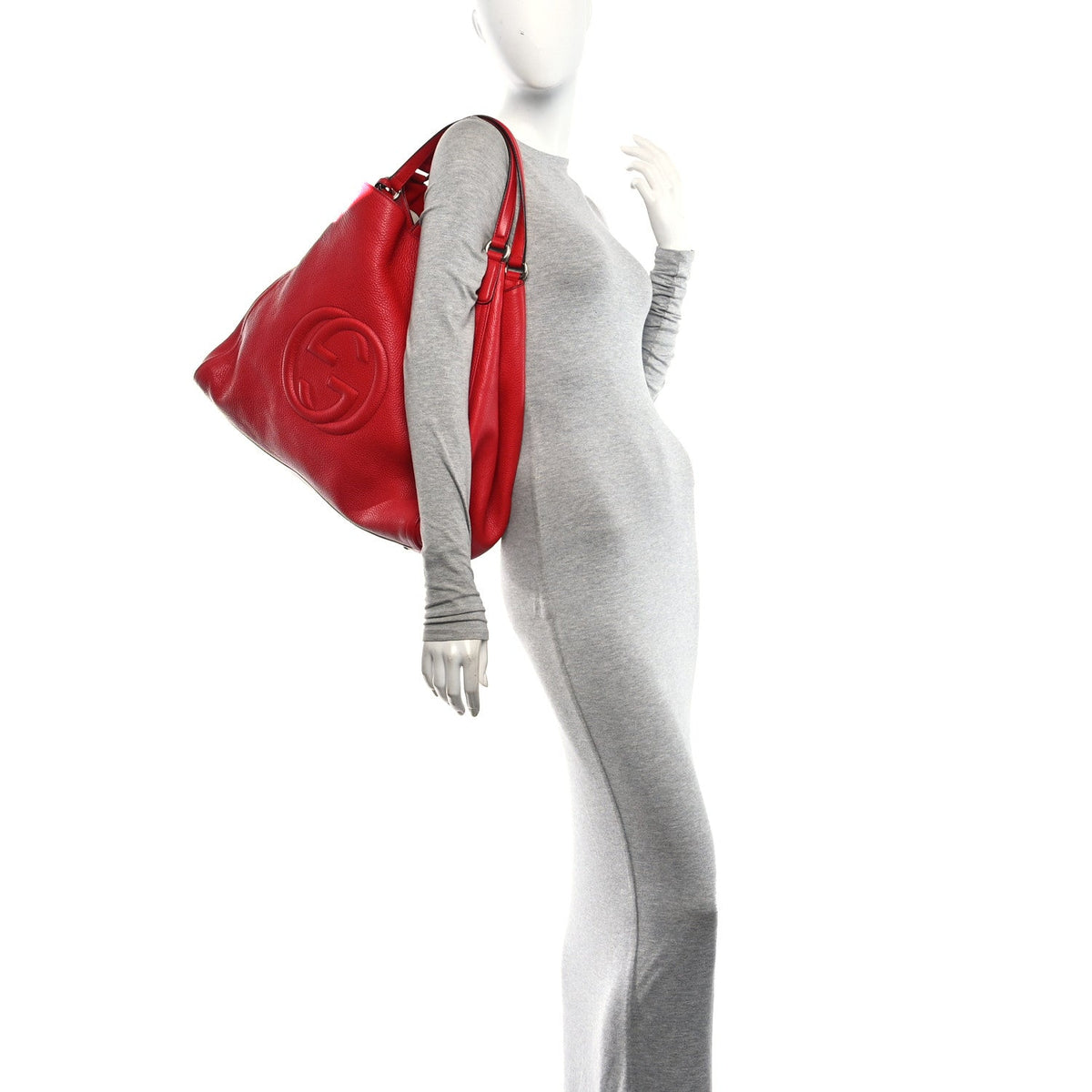 Pebbled Calfskin Large Soho Shoulder Bag Red wholesalehk.shop