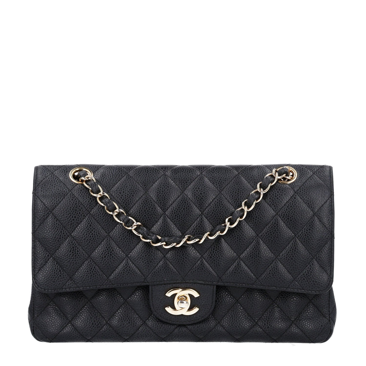 Caviar Quilted Medium Double Flap Black wholesalehk.shop