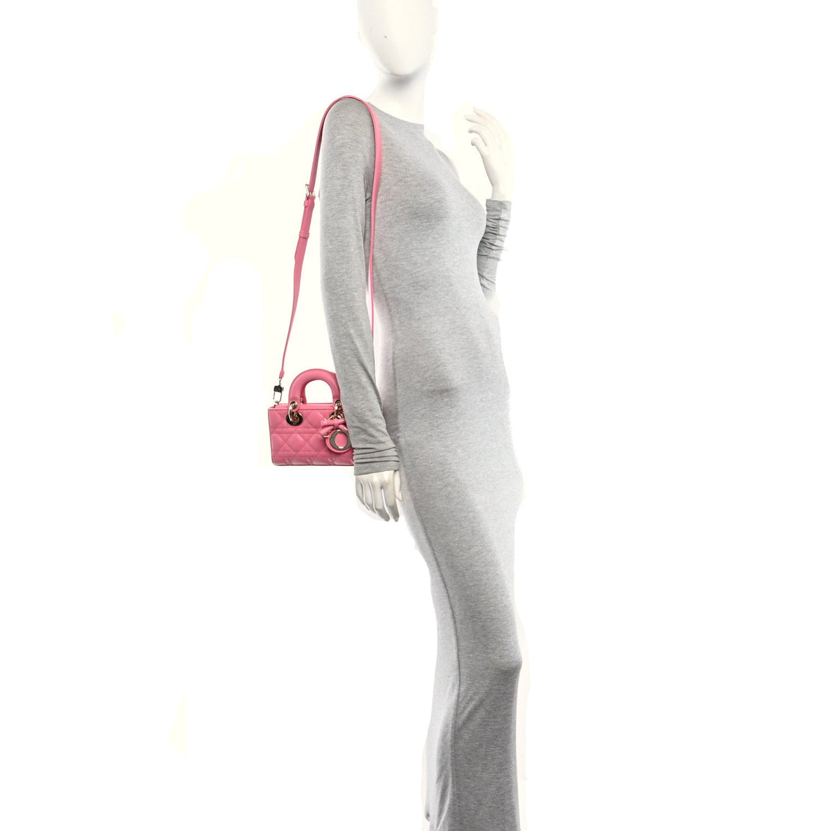 Lambskin Cannage Mini Lady D-Joy Fraise wholesalehk.shop
