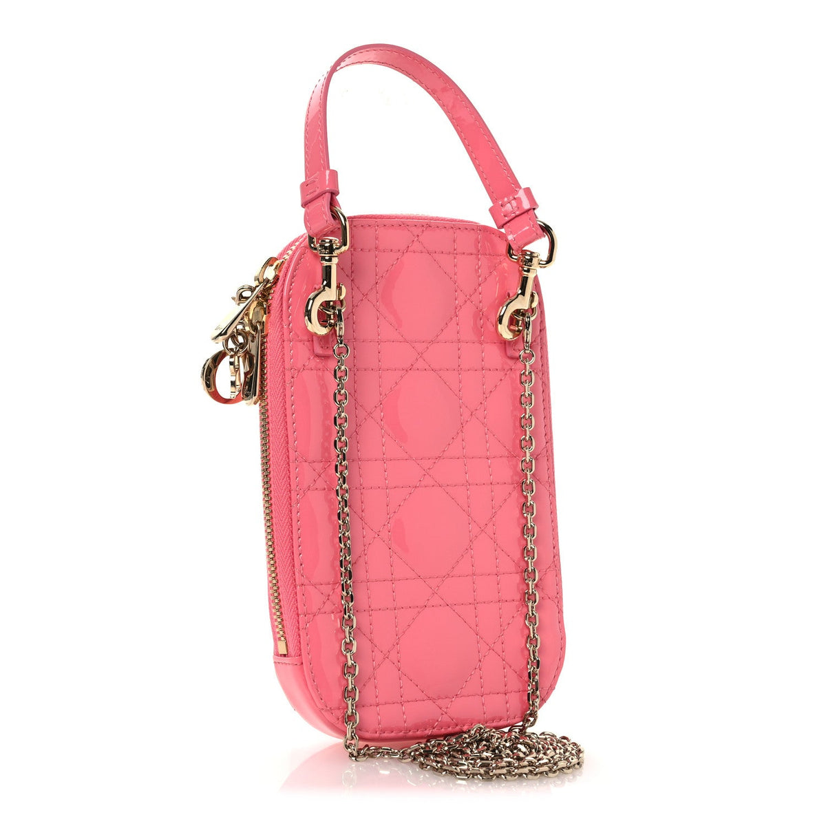 Patent Cannage Lady Dior Phone Holder Pink wholesalehk.shop