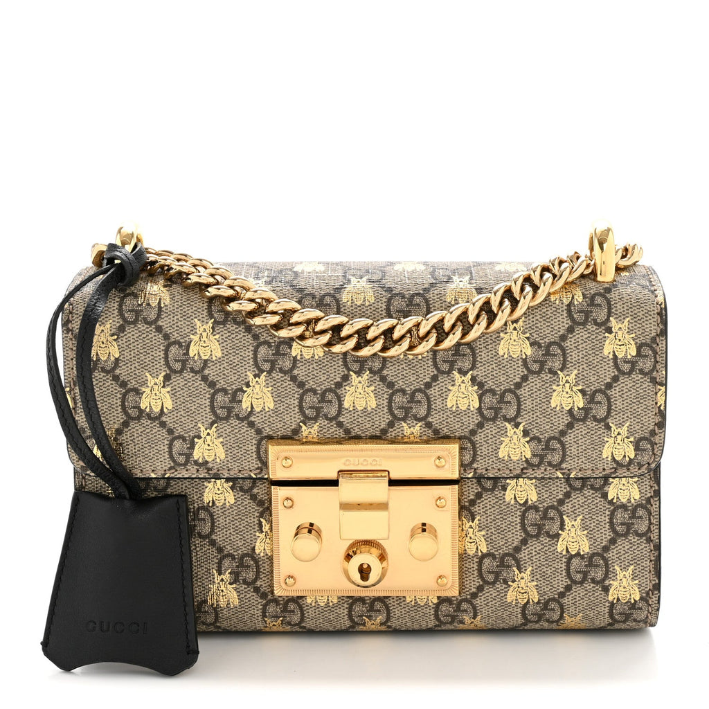 GG Supreme Monogram Bees Small Padlock Shoulder Bag Black £¨ Direct shipment via from wholesalehk.shop