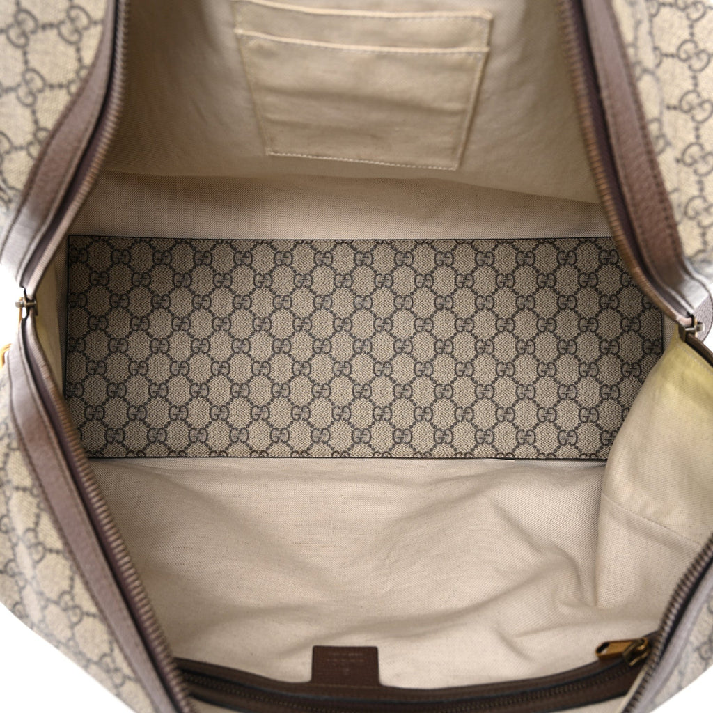 GG Supreme Monogram Textured Dollar Calfskin Web Medium Ophidia Carry-On Duffle Bag Beige Ebony New Acero wholesalehk.shop