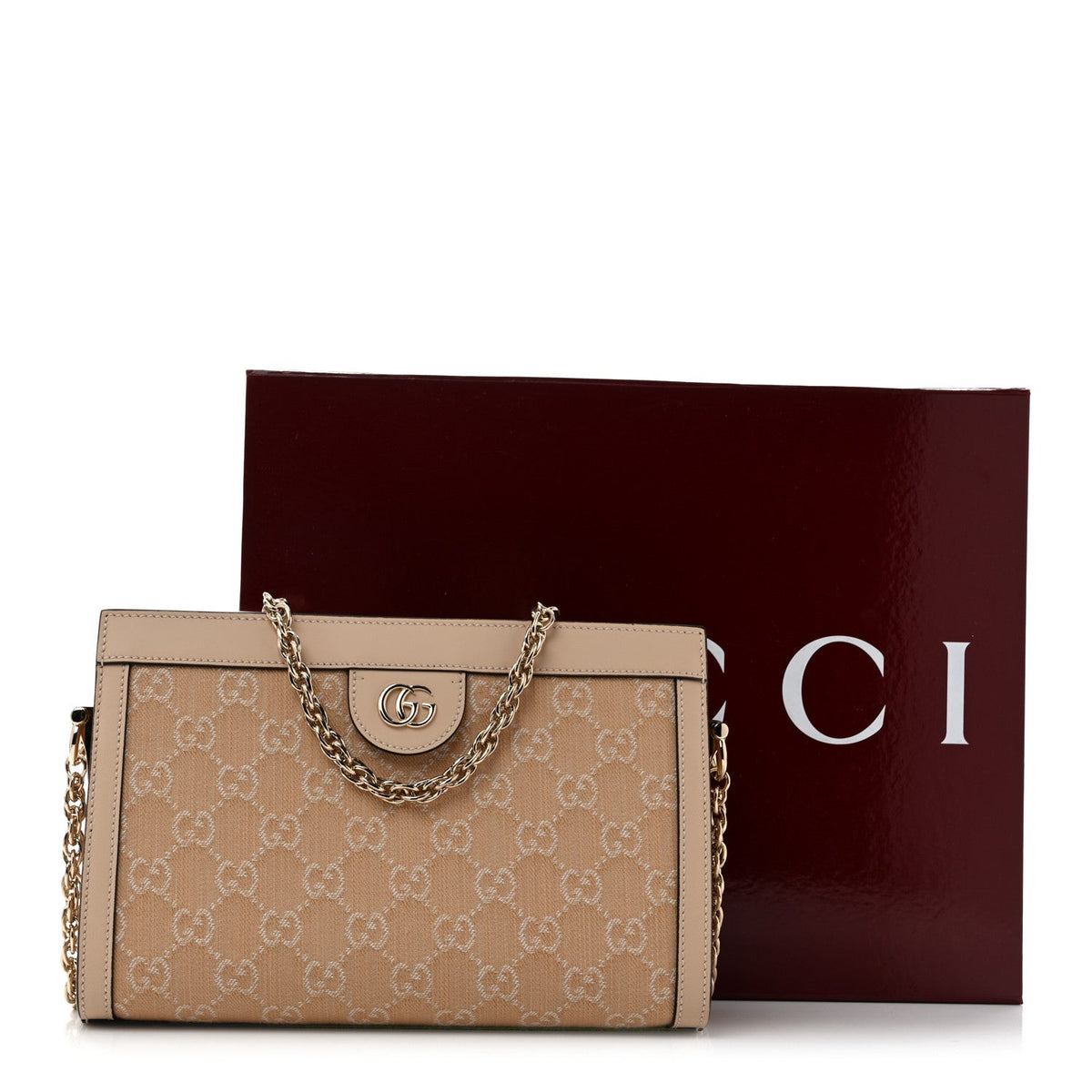Summer Denim Calfskin GG Monogram Small Ophidia Chain Shoulder Bag Souffle Rose wholesalehk.shop