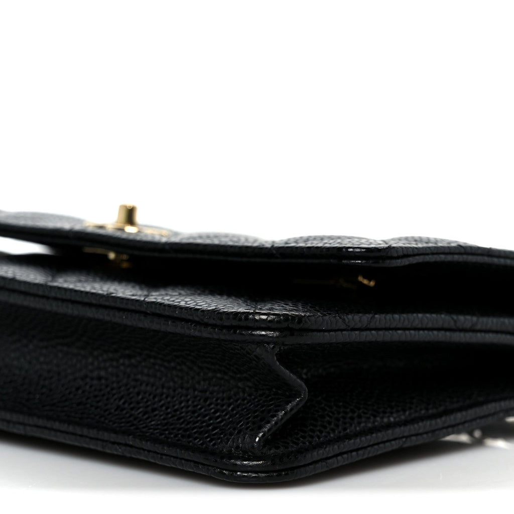 Caviar Quilted CC Turnlock Wallet On Chain WOC Black wholesalehk.shop