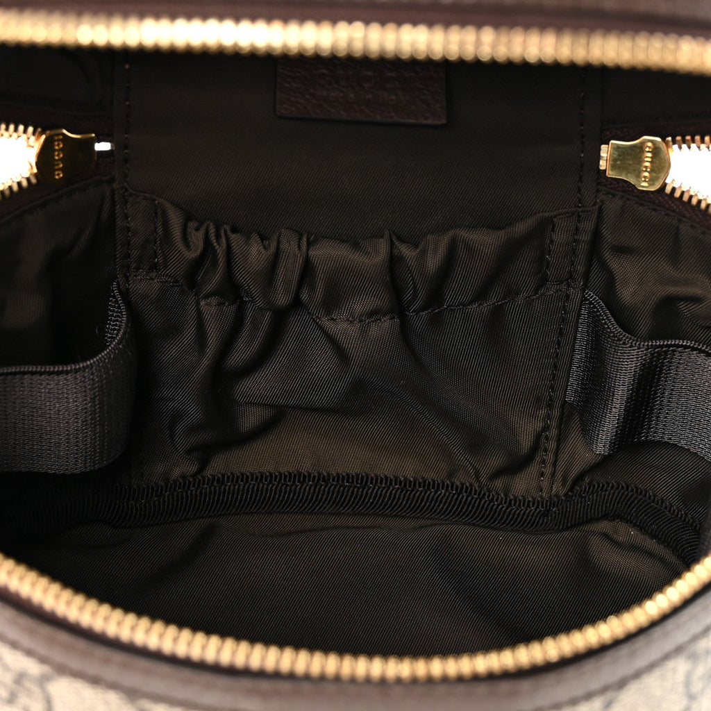 GG Supreme Monogram Textured Calfskin Web Ophidia Vanity Cosmetic Case Beige Ebony New Acero wholesalehk.shop