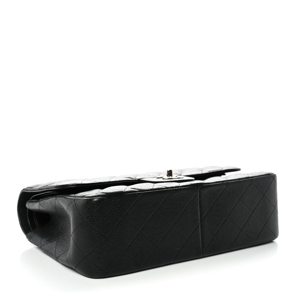 Caviar Quilted Jumbo Double Flap Black wholesalehk.shop