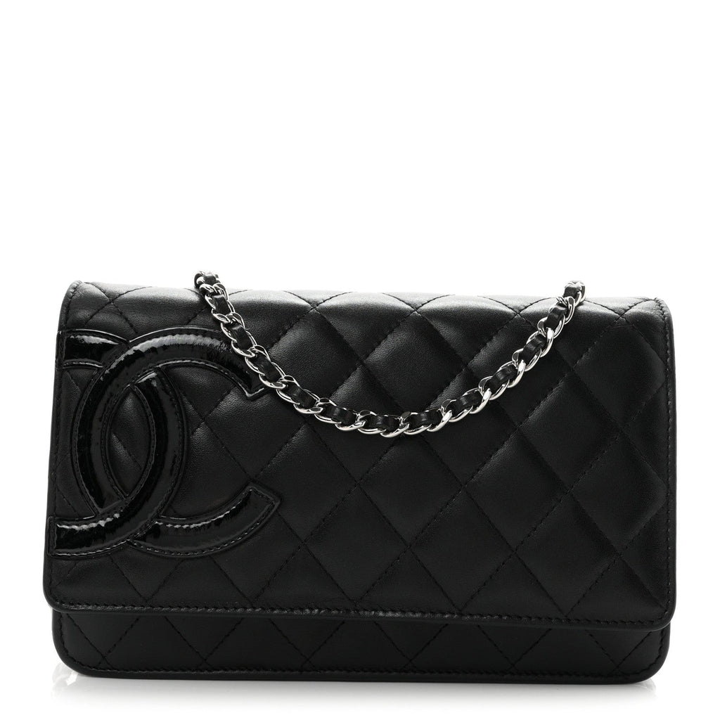 Calfskin Quilted Cambon Wallet on Chain WOC Black wholesalehk.shop