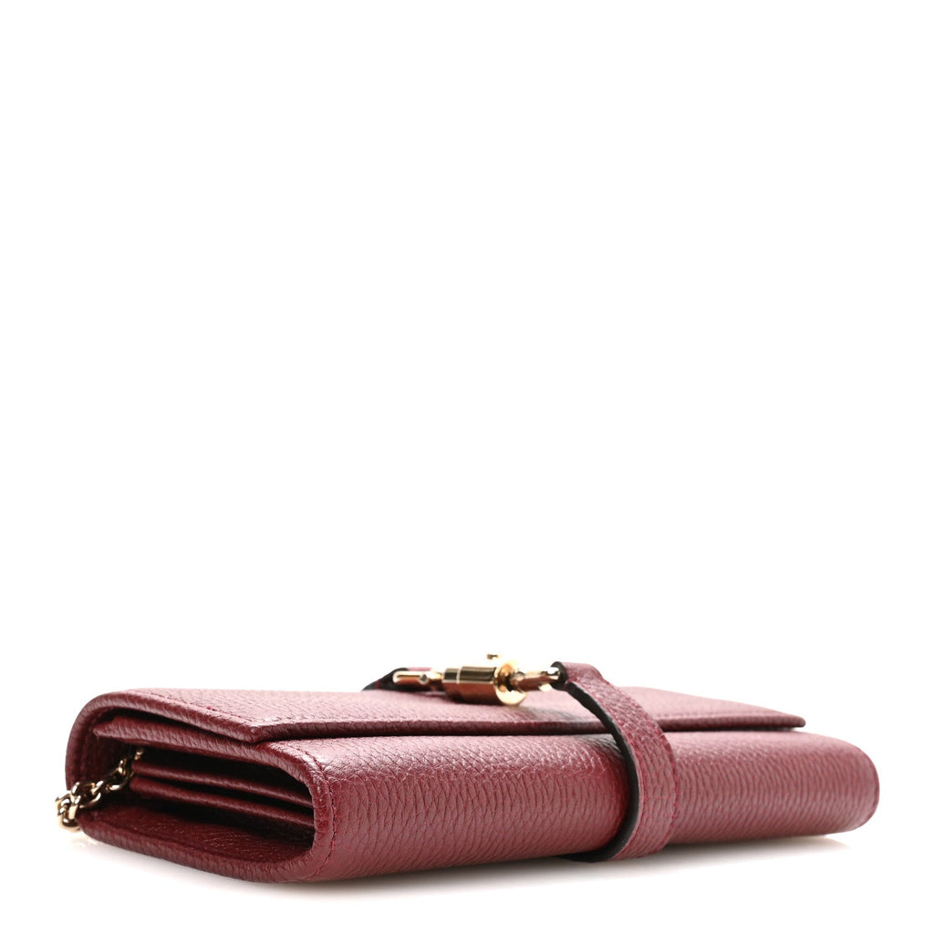 Pebbled Calfskin Jackie 1961 Chain Wallet Burgundy £¨ Direct shipment via from wholesalehk.shop
