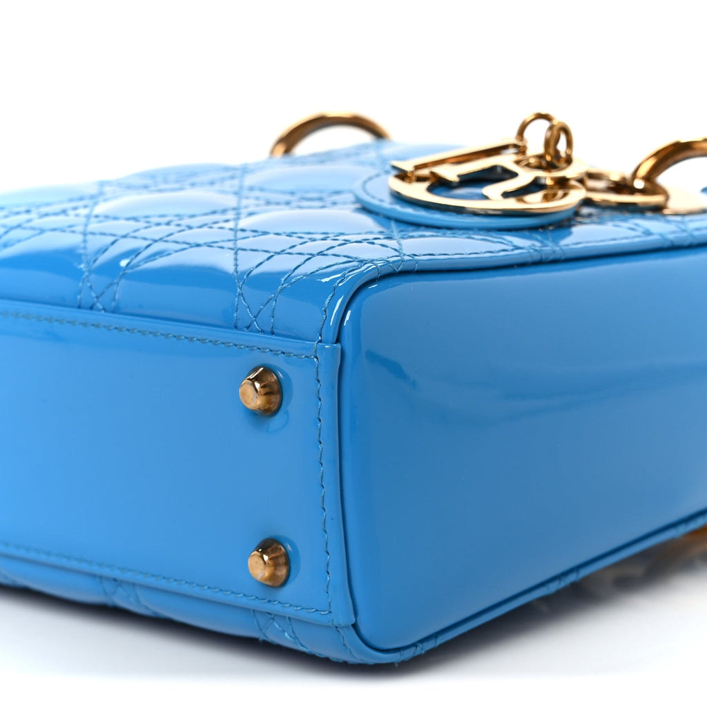 Patent Cannage Mini Lady Dior Blue wholesalehk.shop