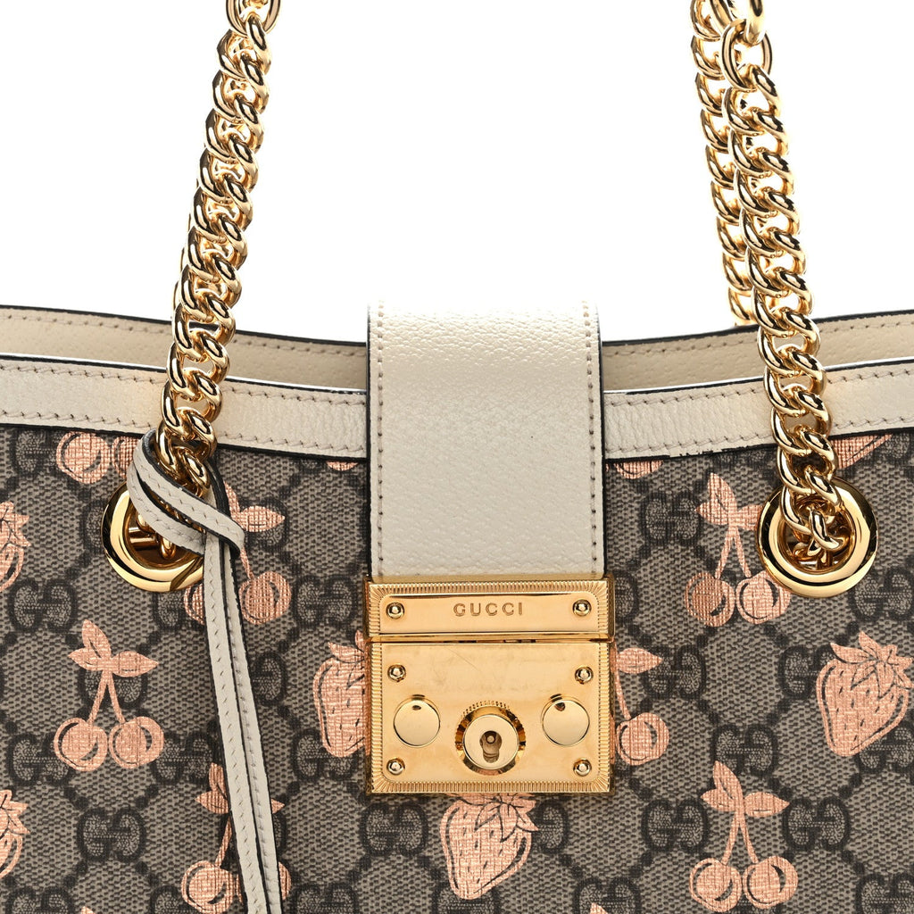 GG Supreme Monogram Berry Textured Dollar Calfskin Small Padlock Tote Beige Ebony Light Copper Mystic White £¨ Direct shipment via from wholesalehk.shop