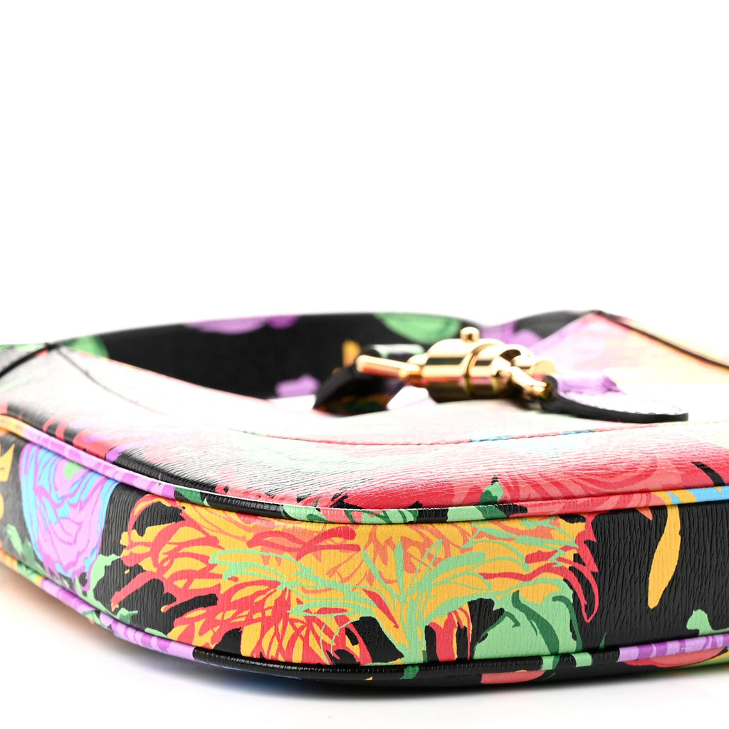 X KEN SCOTT New Shangai Calfskin Jenny Floral Print Small Jackie 1961 Hobo Black Pink £¨ Direct shipment via from wholesalehk.shop