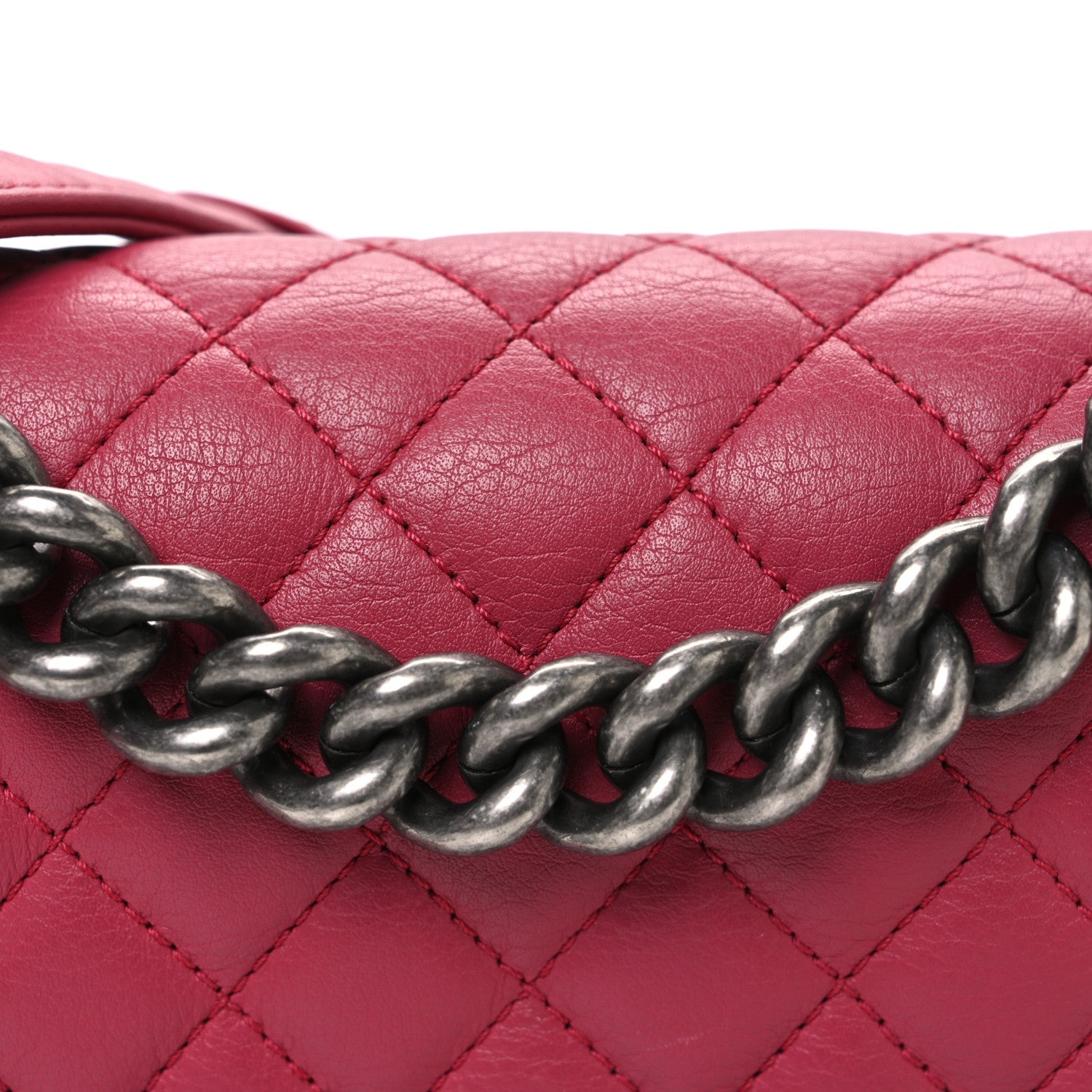 Calfskin Quilted Small Boy Flap Dark Pink wholesalehk.shop