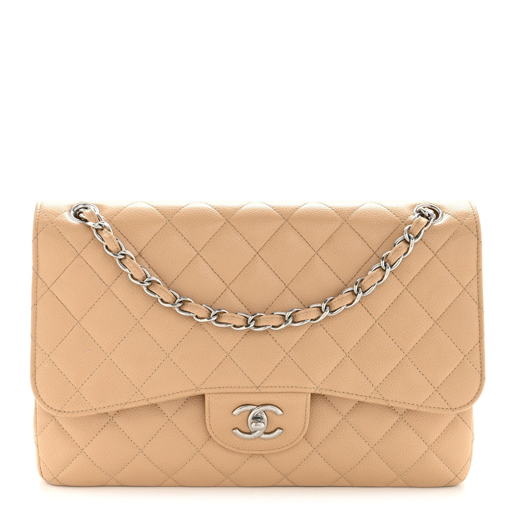 Caviar Quilted Jumbo Double Flap Beige Clair wholesalehk.shop