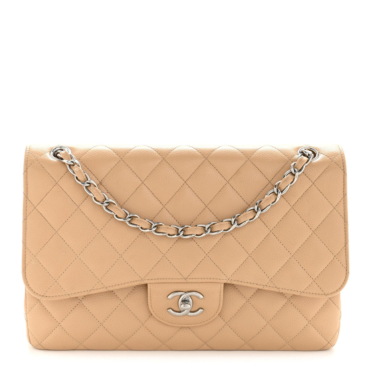 Caviar Quilted Jumbo Double Flap Beige Clair wholesalehk.shop