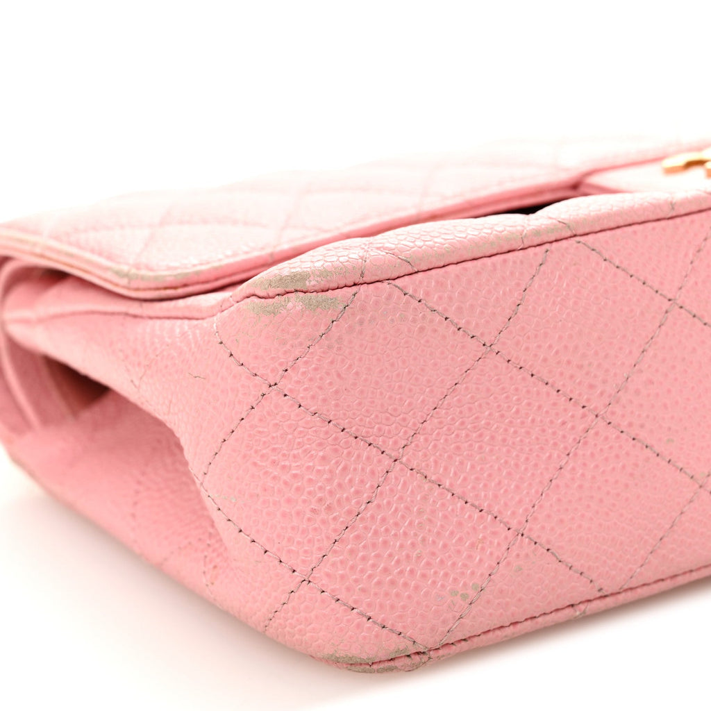 Caviar Quilted Medium Double Flap Light Pink wholesalehk.shop