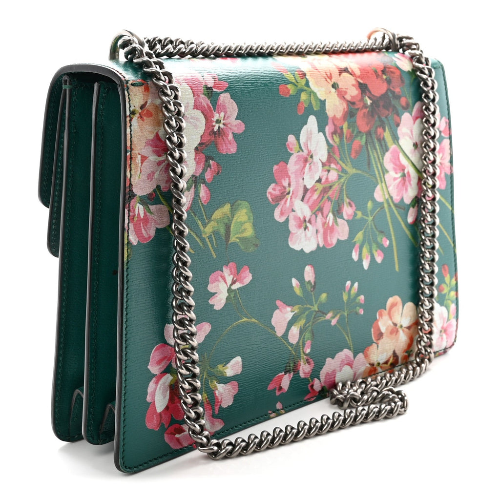 Calfskin Blooms Print Medium Dionysus Shoulder Bag Bright Emerald Multicolor wholesalehk.shop