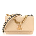 Lambskin Quilted Chanel 19 Wallet On Chain WOC Beige wholesalehk.shop