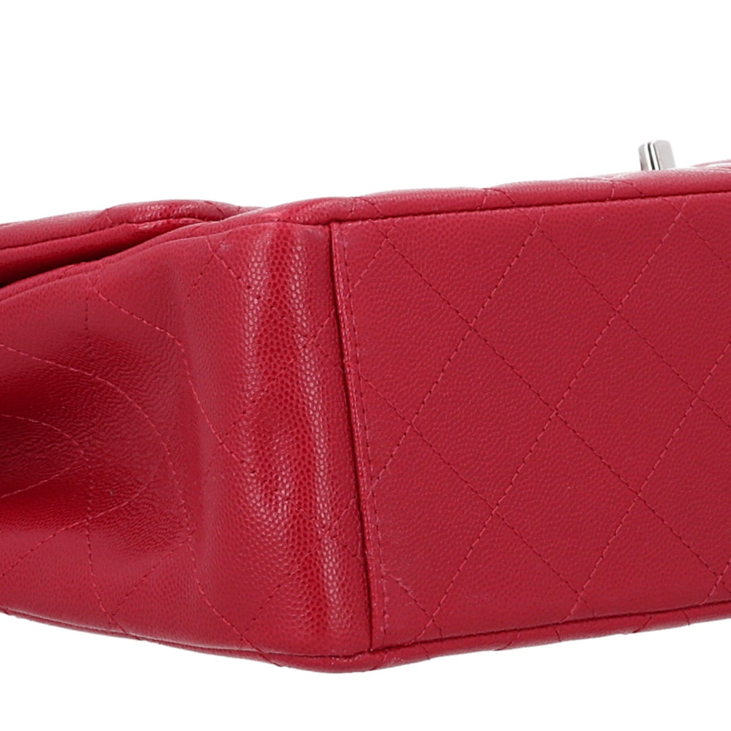 Caviar Quilted Maxi Double Flap Dark Red wholesalehk.shop