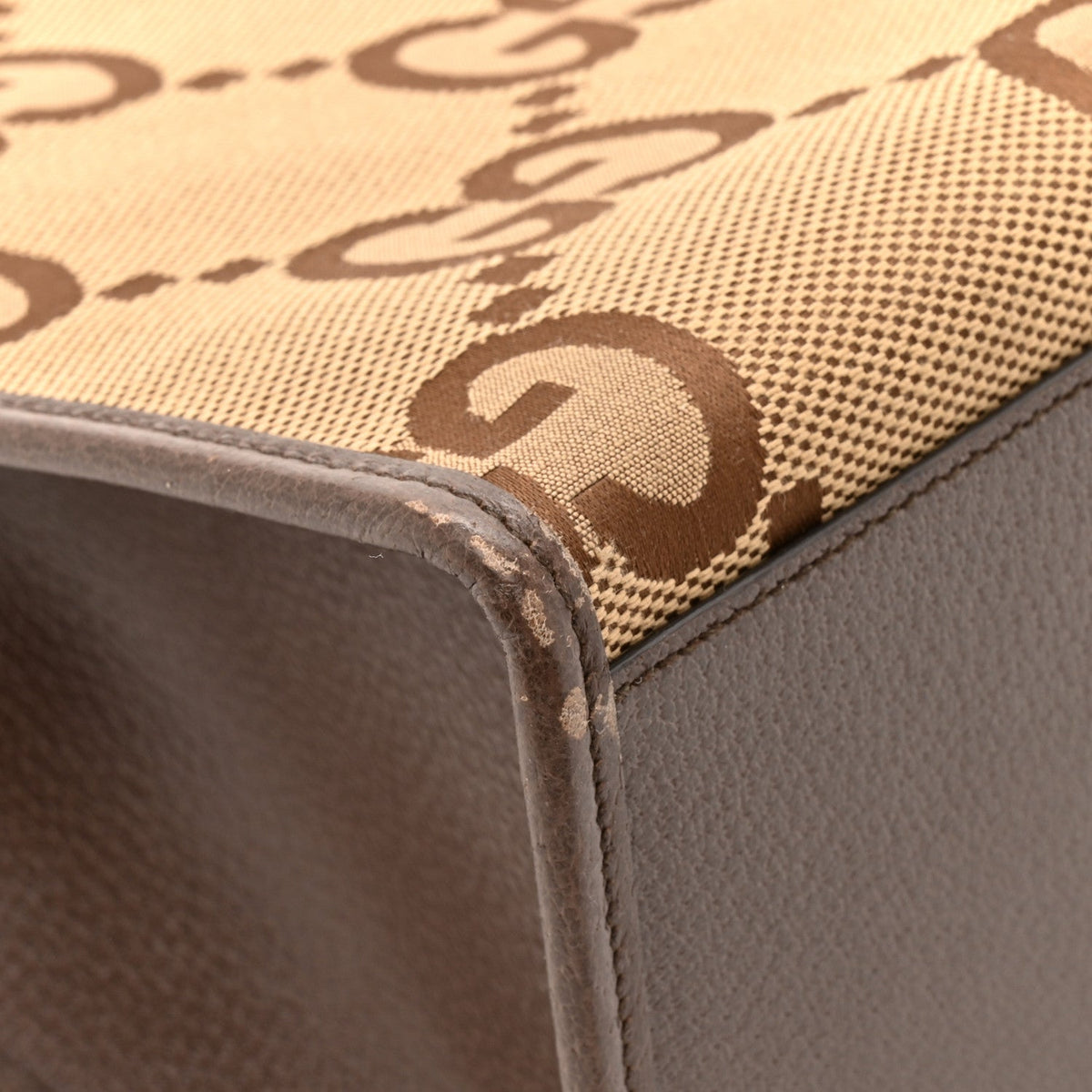 Monogram Jumbo GG Textured Dollar Calfskin Web Tote Bag Camel Ebony New Acero wholesalehk.shop