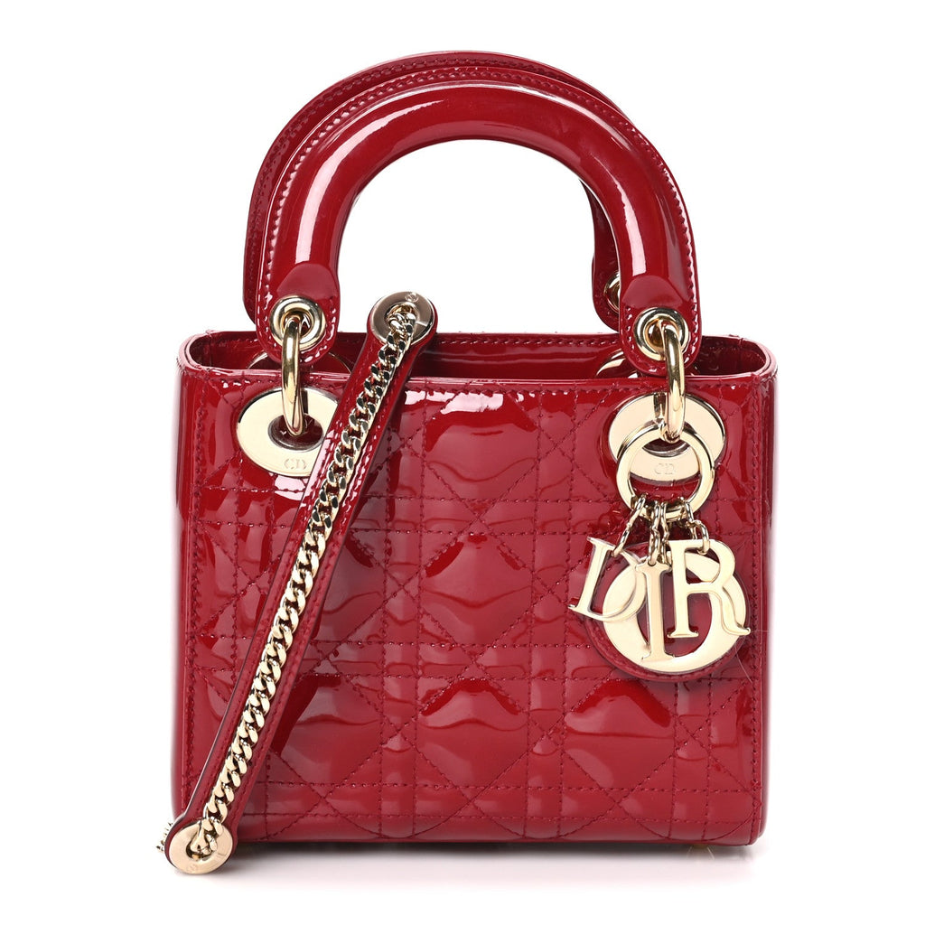 Patent Cannage Mini Lady Dior Red wholesalehk.shop