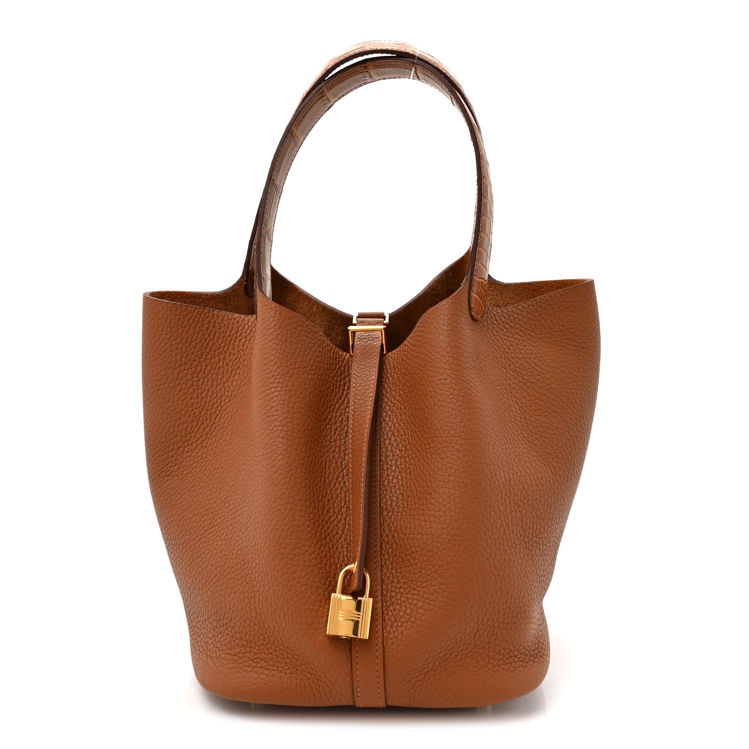 Taurillon Clemence Matte Alligator Picotin Lock Touch 22 MM Gold £¨ Direct shipment via from wholesalehk.shop