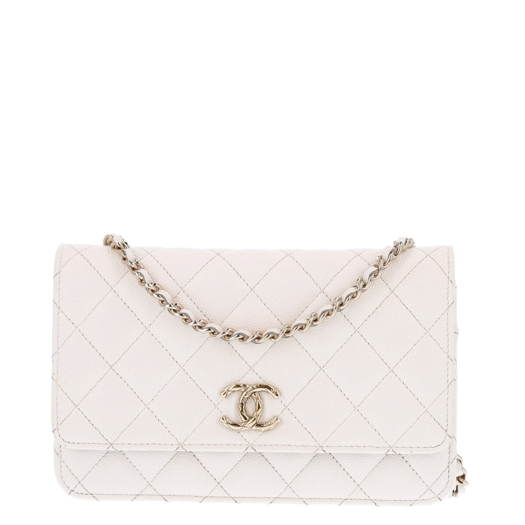 Caviar Quilted Wallet On Chain WOC White wholesalehk.shop
