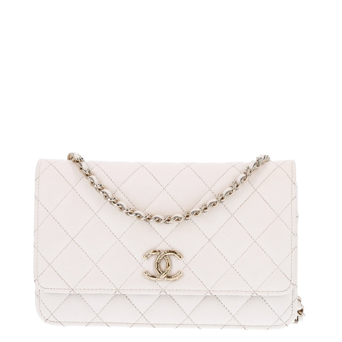 Caviar Quilted Wallet On Chain WOC White wholesalehk.shop