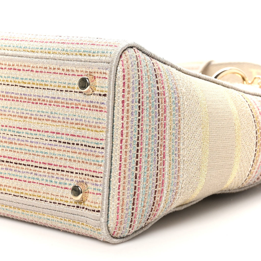 Canvas Embroidered Medium Lady D-Lite Beige Multicolor wholesalehk.shop