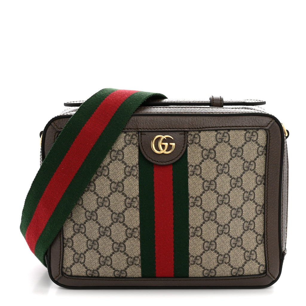 GG Supreme Monogram Web Small Ophidia Top Handle Shoulder Bag Brown wholesalehk.shop