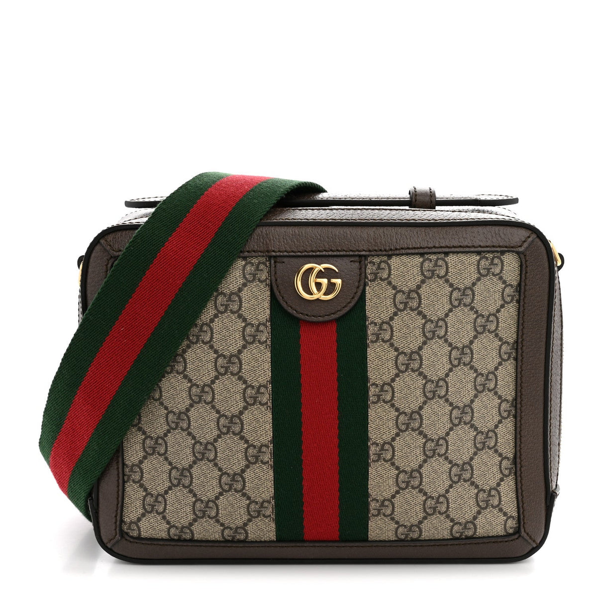 GG Supreme Monogram Web Small Ophidia Top Handle Shoulder Bag Brown wholesalehk.shop