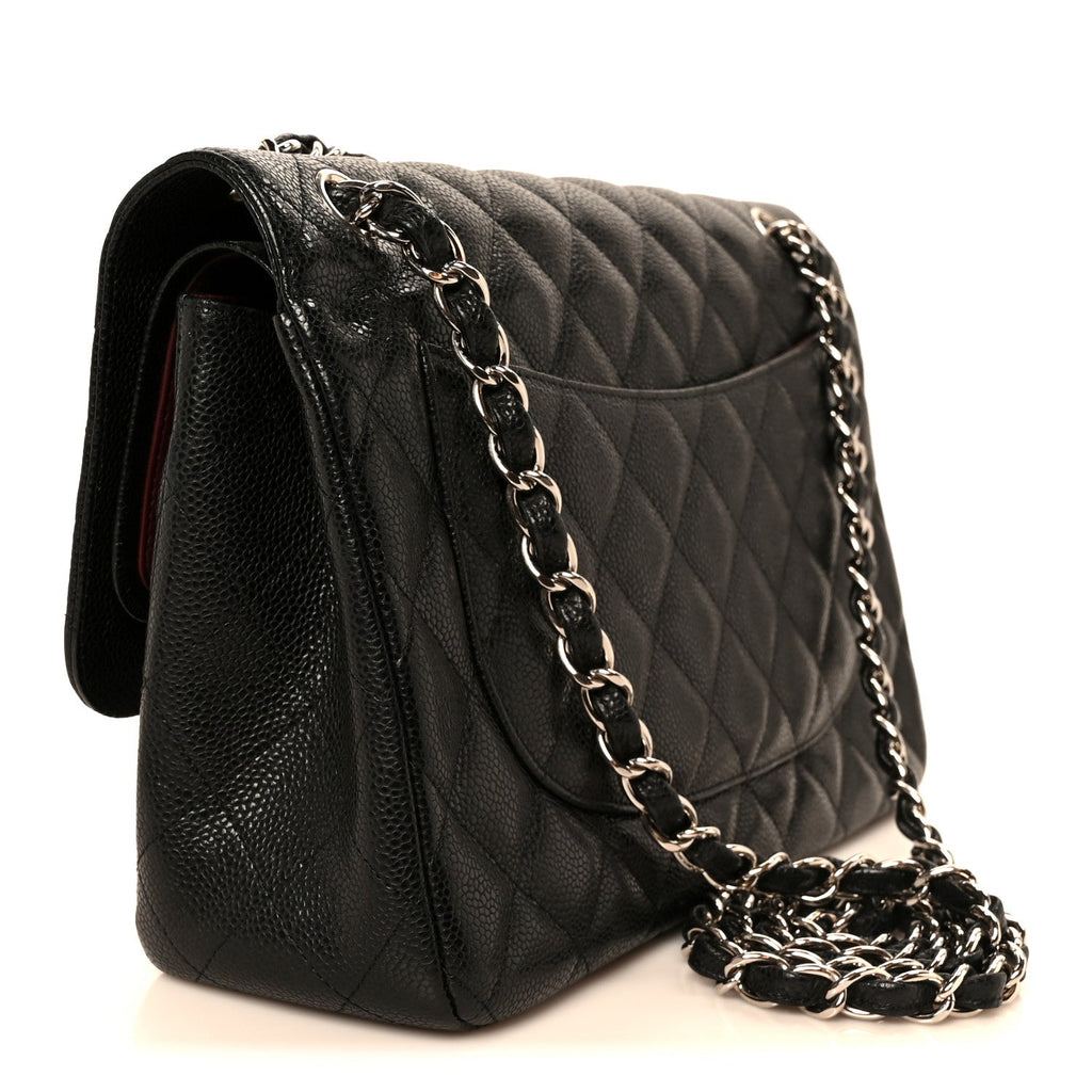 Caviar Quilted Jumbo Double Flap Black wholesalehk.shop