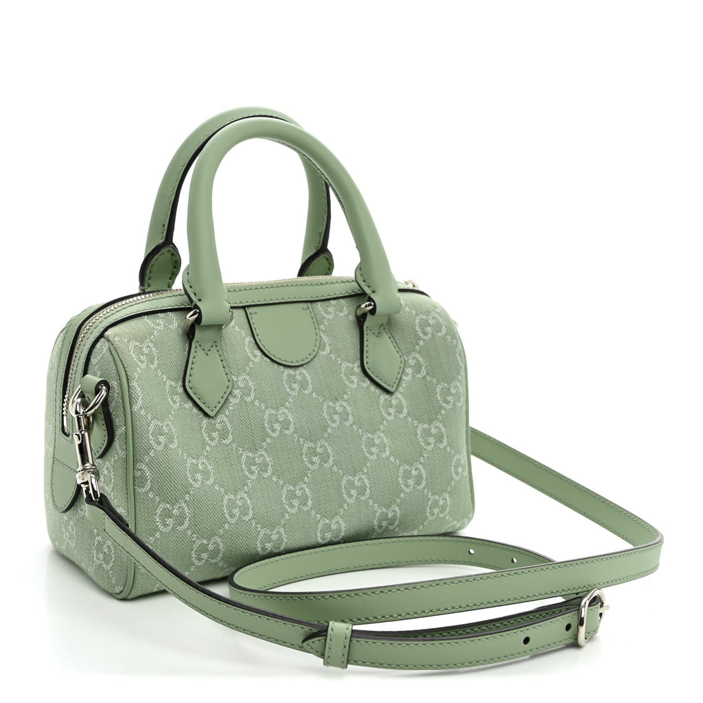 Denim GG Monogram Calfskin Mini Ophidia Top Handle Bag Pale Green wholesalehk.shop