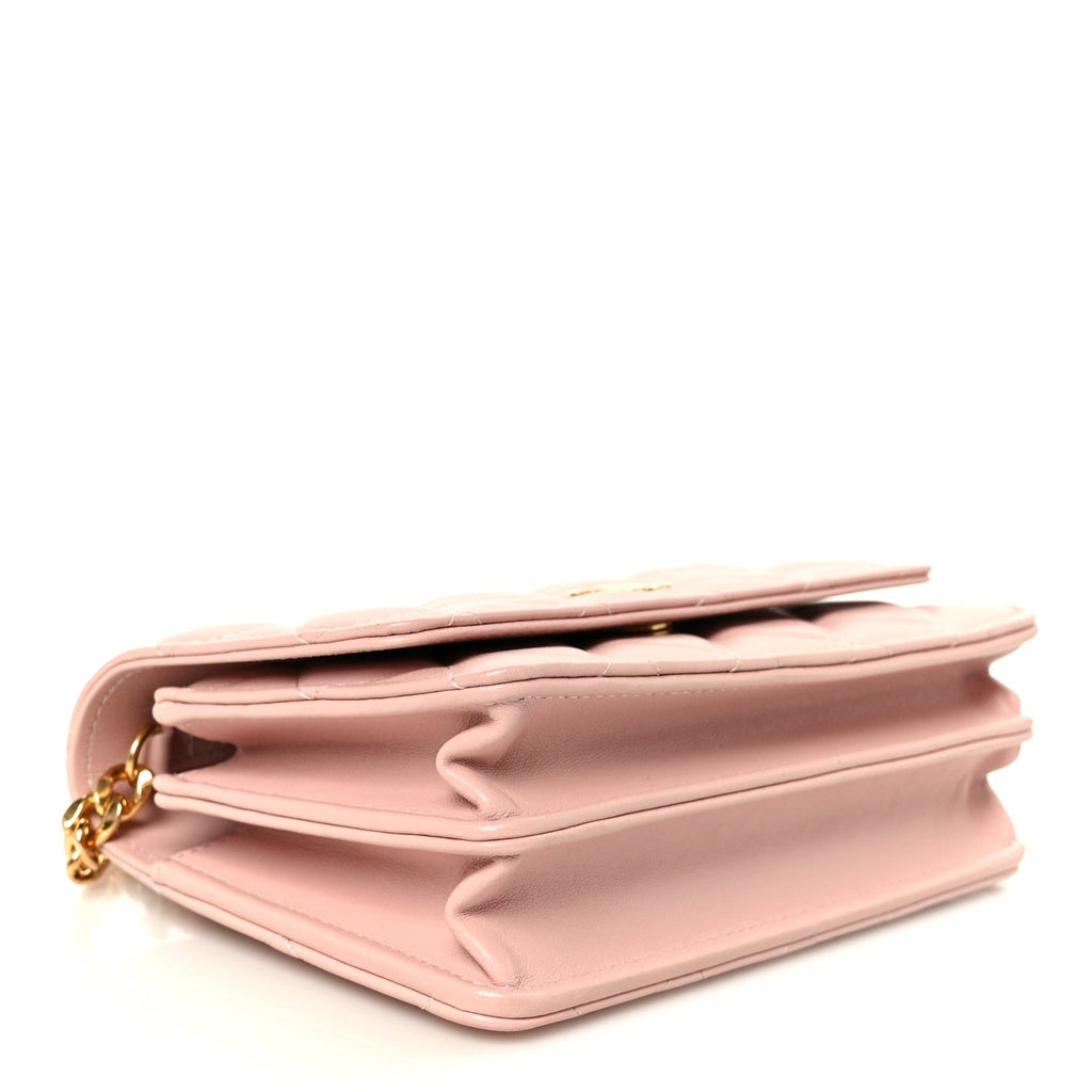Lambskin Quilted CC Pearl Enamel Clutch on Chain WOC Light Pink wholesalehk.shop
