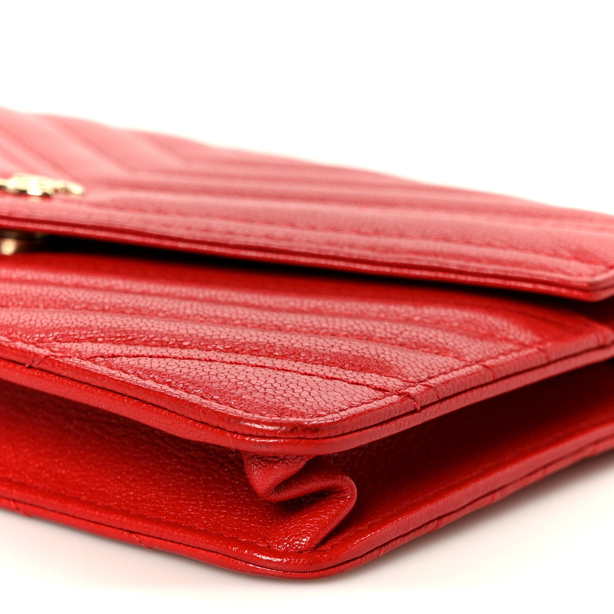 Goatskin Chevron Quilted Statement Wallet On Chain WOC Red wholesalehk.shop