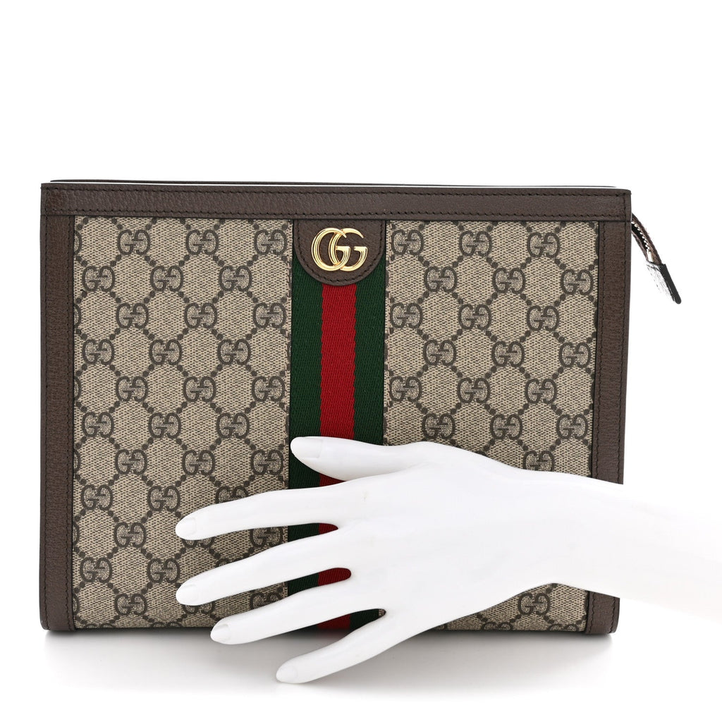 GG Supreme Monogram Web Ophidia Pouch Brown wholesalehk.shop