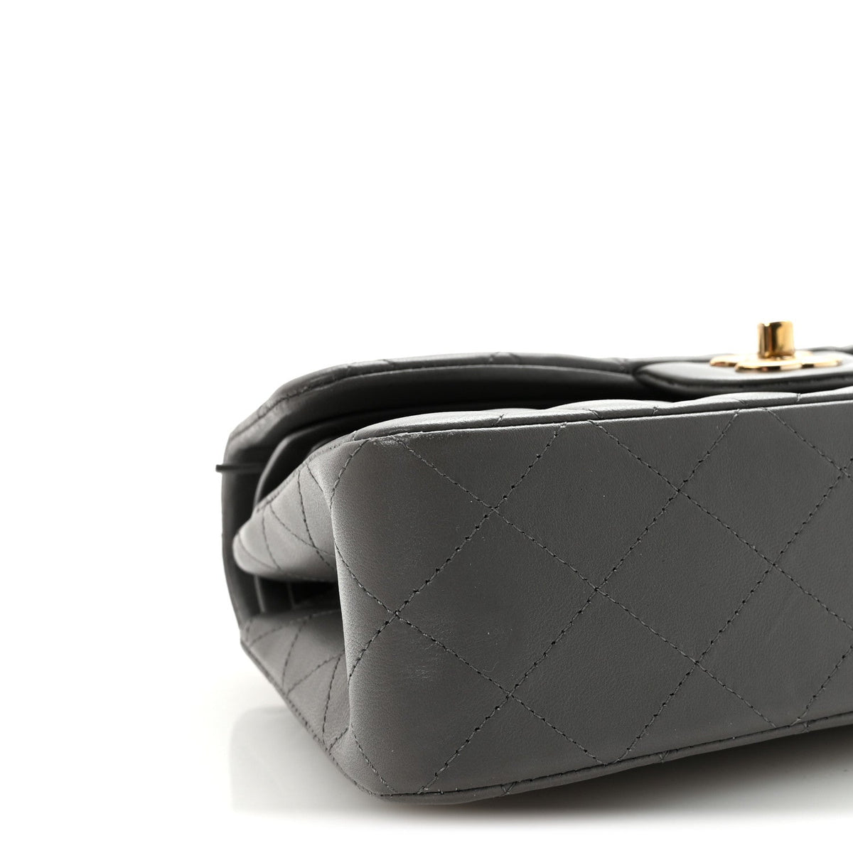 Lambskin Quilted Small Double Flap Grey wholesalehk.shop