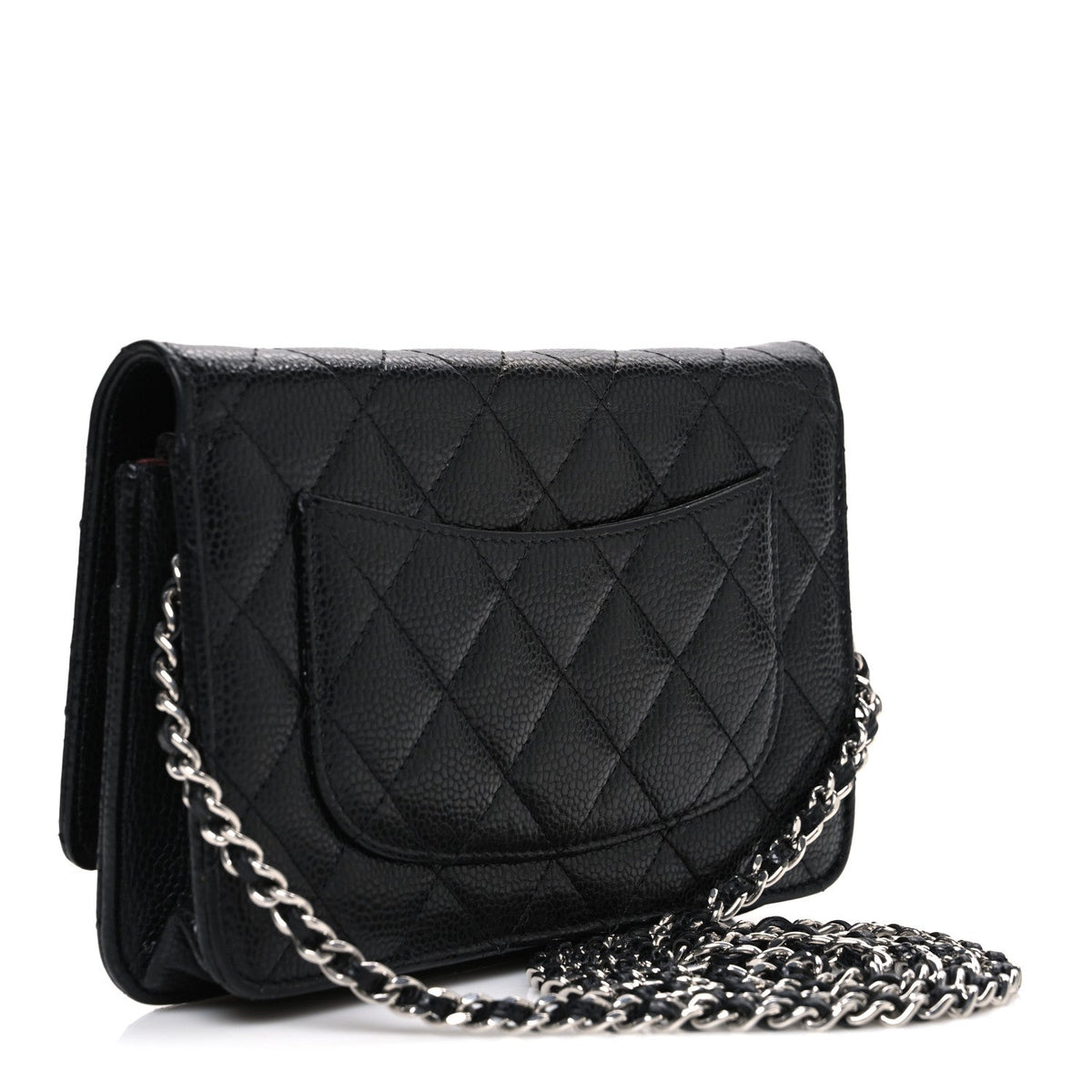 Caviar Quilted Wallet on Chain WOC Black wholesalehk.shop