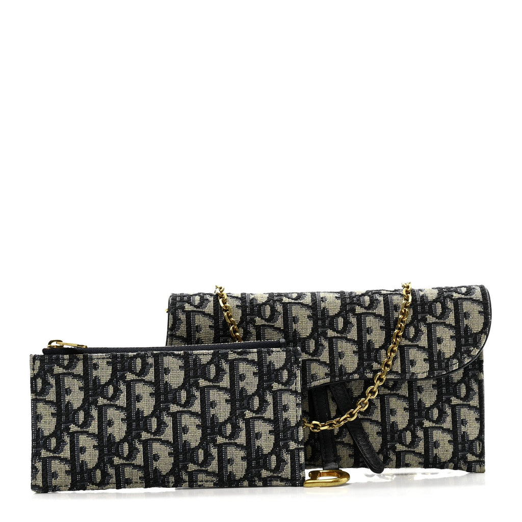 Oblique Saddle Chain Long Wallet Blue wholesalehk.shop