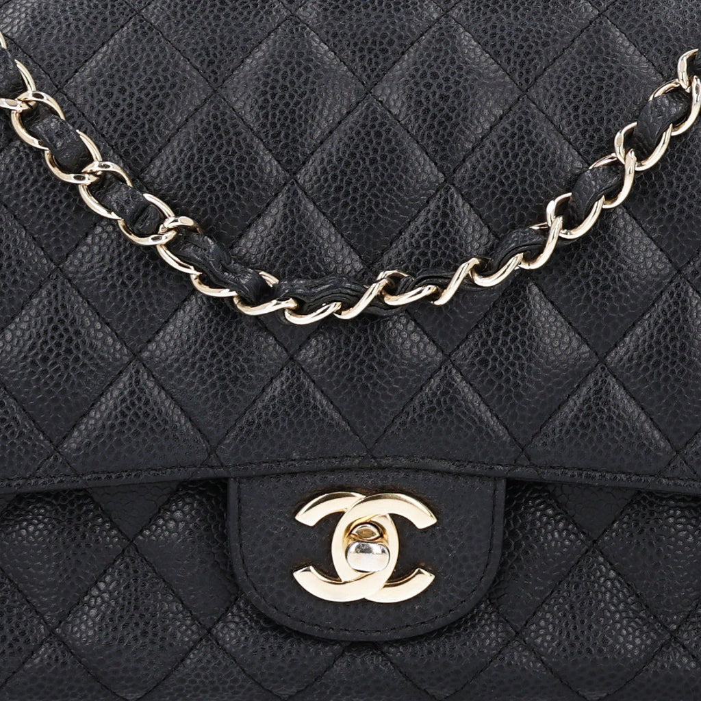 Caviar Quilted Medium Double Flap Black wholesalehk.shop
