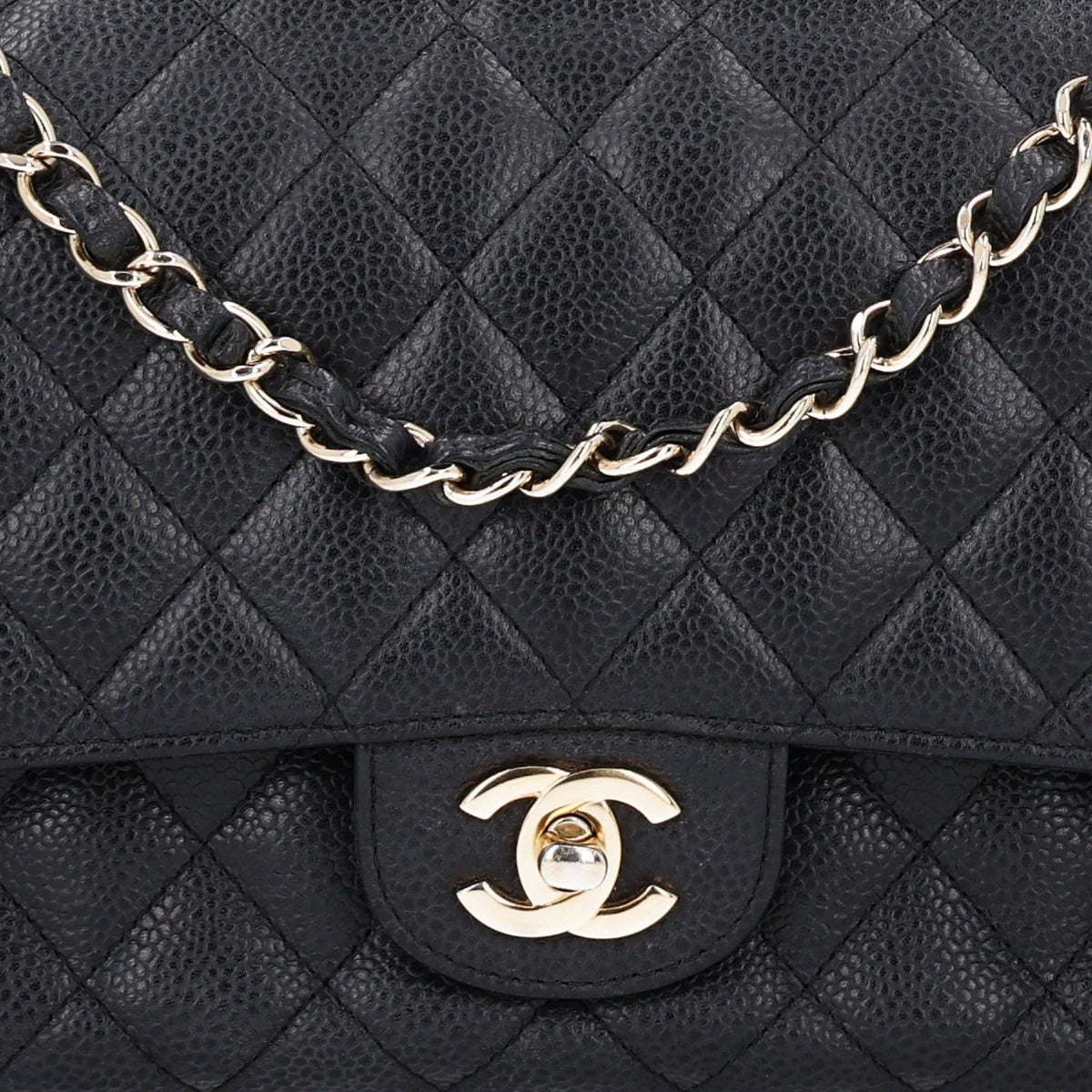 Caviar Quilted Medium Double Flap Black wholesalehk.shop