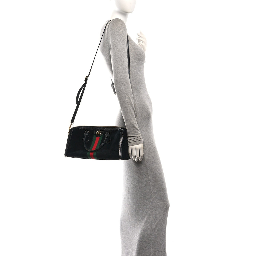 Suede Patent GG Web Medium Ophidia Boston Black wholesalehk.shop
