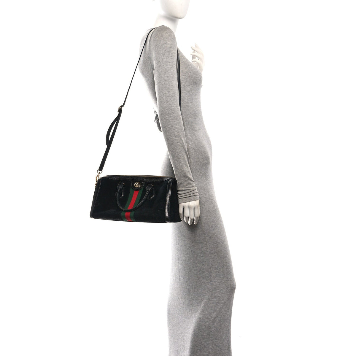 Suede Patent GG Web Medium Ophidia Boston Black wholesalehk.shop