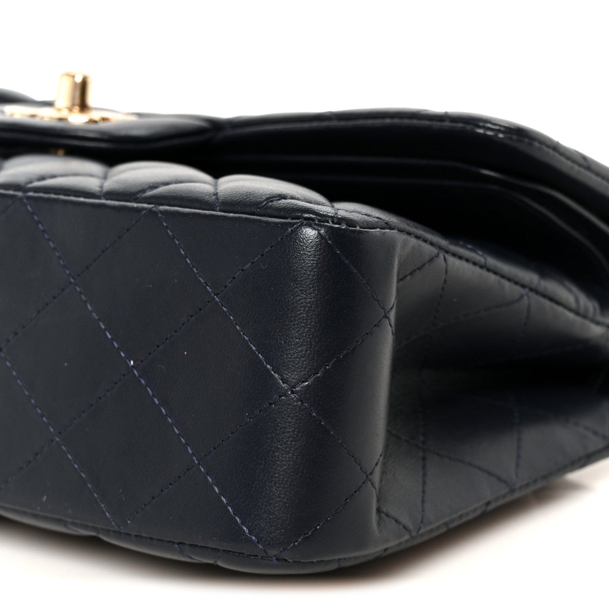 Lambskin Quilted Small Double Flap Navy wholesalehk.shop